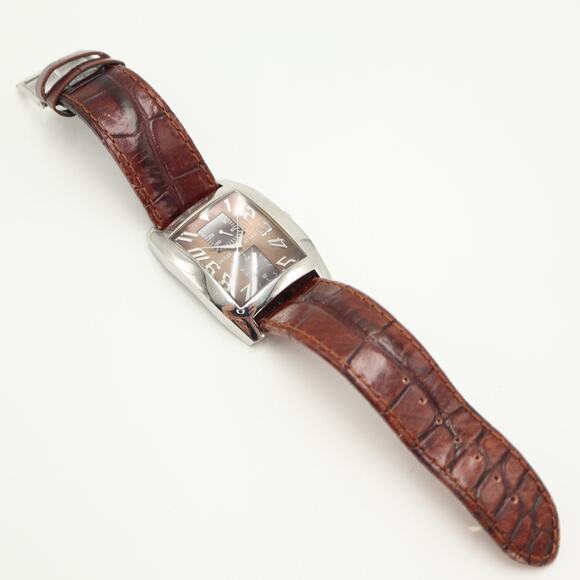 Guess Mens 37mm Brown Barrel Dial Watch 24 Hour Date Leather Strap w New Battery - Picture 12 of 14